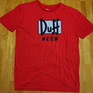 Aeropostale The Simpsons Duff Beer T-Shirt Red Exclusive Logo Graphic Tee Large